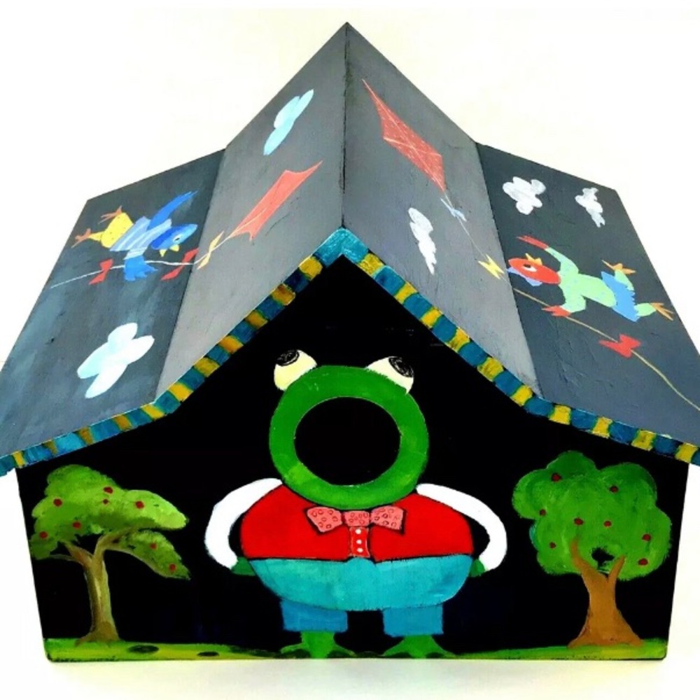 Artist Barbara Olsen Hand-painted bird house
